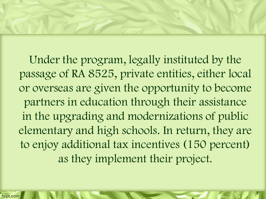 The adopt a school program reaction paper essay image