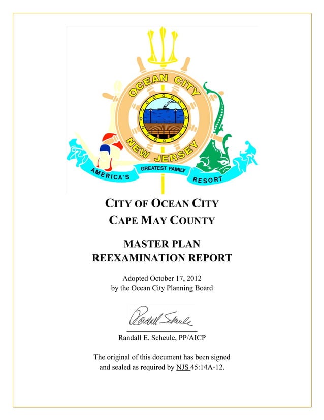 Ocean City's adopted Master Plan reexamination 2012 PDF