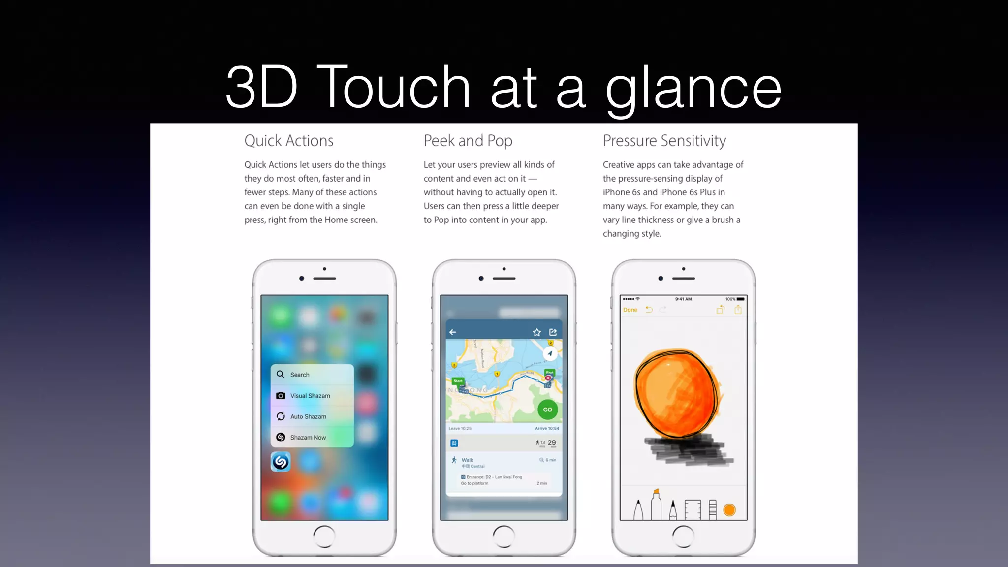 3D Touch at a glance
https://developer.apple.com/ios/3d-touch/
 