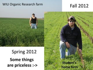 Fall 2012
Spring 2012
Some things
are priceless :->
WIU Organic Research farm
Student’s
home farm
 