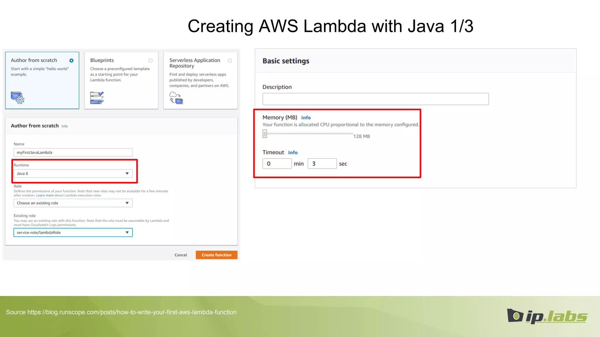 Creating AWS Lambda with Java 1/3
:
Source https://blog.runscope.com/posts/how-to-write-your-first-aws-lambda-function
 