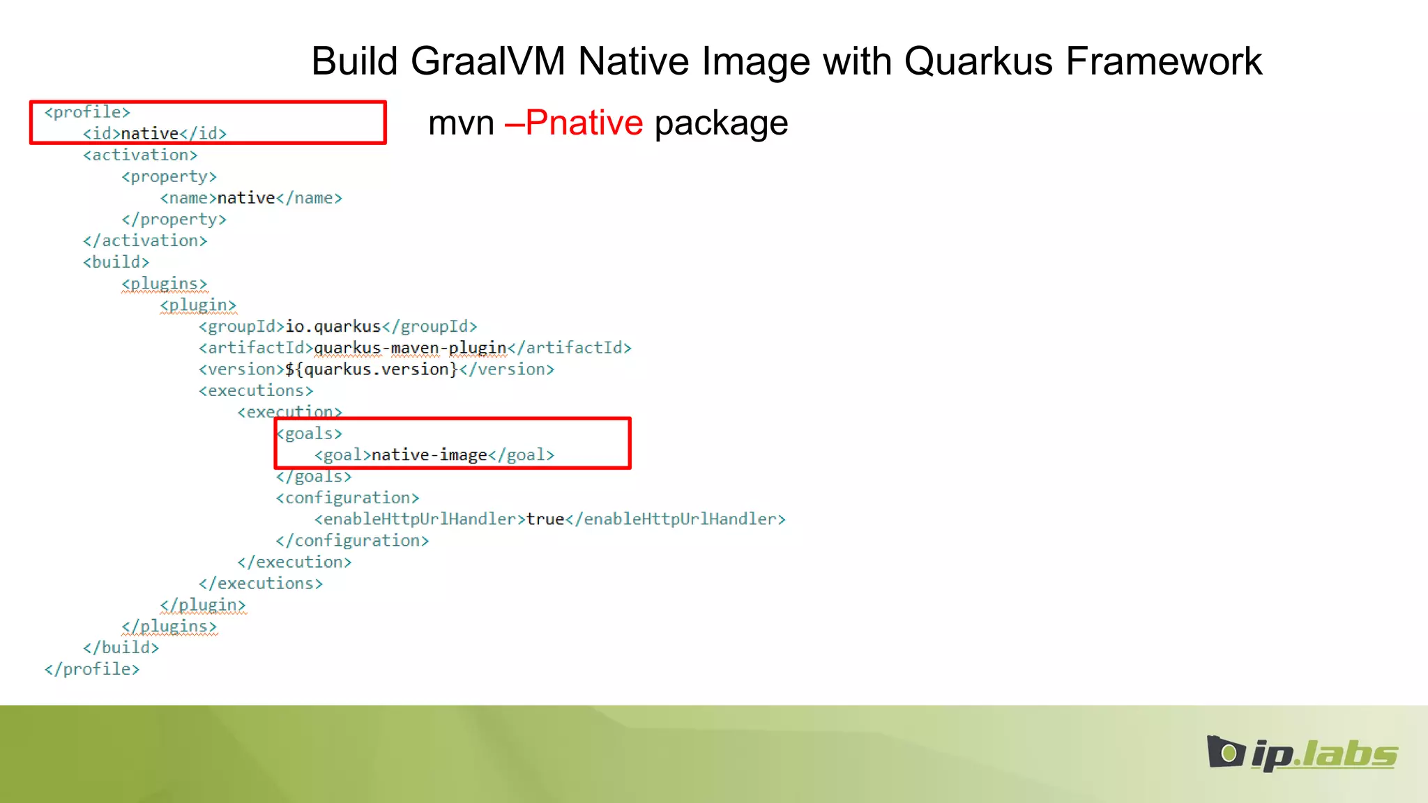 Build GraalVM Native Image with Quarkus Framework
mvn –Pnative package
 