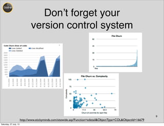 Don’t forget your
version control system
9
http://www.stickyminds.com/sitewide.asp?Function=edetail&ObjectType=COL&ObjectId=16679
Saturday, 27 July, 13
 