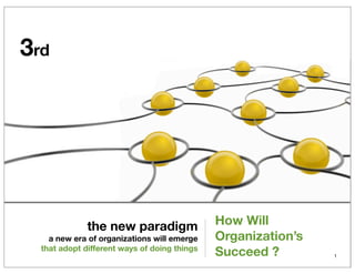 3rd




              the new paradigm                How Will
    a new era of organizations will emerge    Organization’s
  that adopt different ways of doing things
                                              Succeed ?        1
 