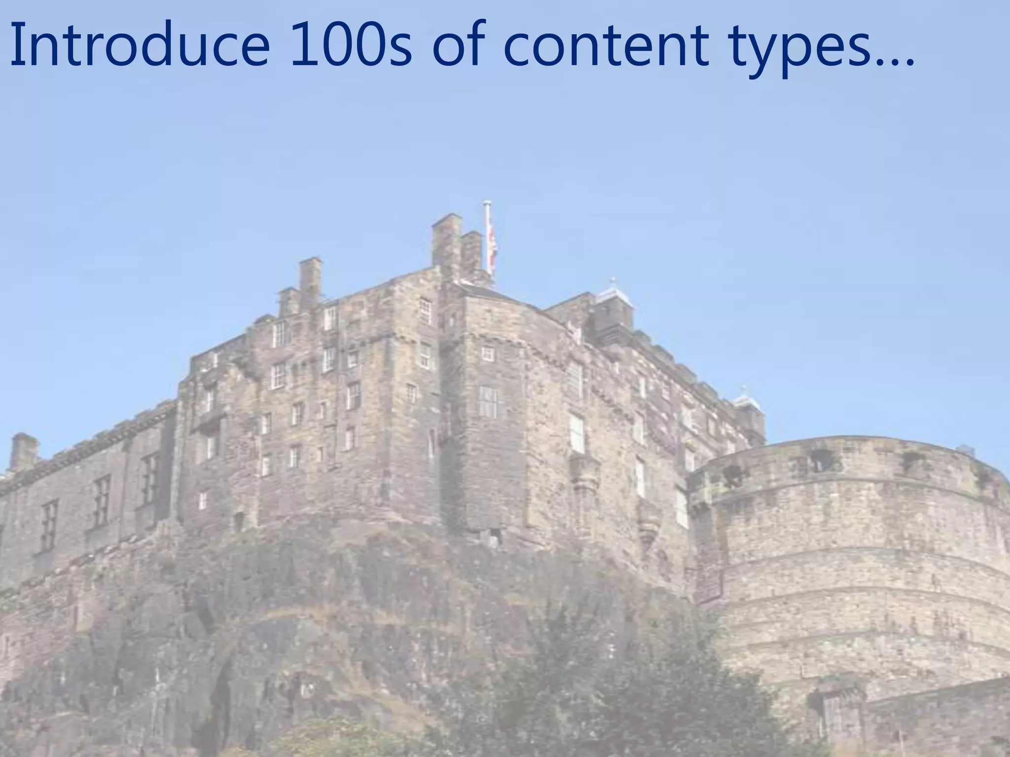 Introduce 100s of content types…
 