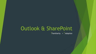 Outlook & SharePoint
Familiarity = Adoption
 