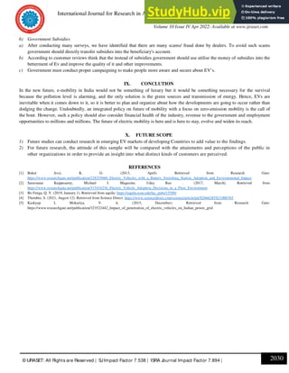 Adoption Of Electrical Vehicles In India | PDF