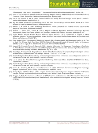 Adoption Of Improved Agricultural Technologies In Developing Countries ...