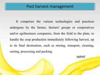 Adoption of production technologies and post harvest management in ...