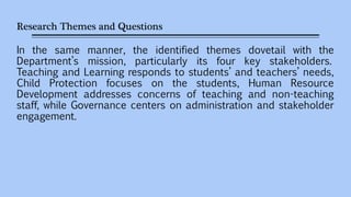 Research Themes and Questions
Each of the research themes is described below with a brief
discussion of its general backgr...