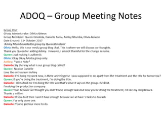 ADOQ – Group Meeting Notes
 