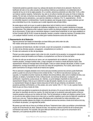 IGLESIA PRÍNCIPE DE PAZ: UNA FAMILIA QUE CREE, CELEBRA Y VIVE EN JESÚS
LosarreglosparalaAdoración
32
Ciertamente podemos aprender cosas muy valiosas del estudio de la historia de la adoración. Muchos han
testificado del valor en los cultos actuales de las prácticas históricas que establecen una solidaridad entre el
creyente de hoy con el de los siglos pasados. En un sentido, adoramos juntamente con ellos (Heb 12.23), y ellos
son todavía nuestros maestros. Ciertamente, hay valor en el cultivar el sentido del cuerpo de Cristo en todas las
edades. Por otro lado, la Escritura nos dice explícita y enfáticamente, que la adoración debe ser inteligible. Debe
ser entendible para los adoradores, y aun para los visitantes no cristianos (1Co 14, especialmente v. 24-25).
Lo entendible requiere lo contemporáneo. Cuando las iglesias usan lenguaje arcaico y siguen prácticas que son
poco entendidas hoy en día, me parece que no están siguiendo este principio bíblico.
No existe alguna razón por la que no pueda la iglesia tener tanto lo histórico como lo contemporáneo.
La mayoría de las prácticas de la iglesia son bastantes inteligibles hoy en día y pueden declararse en lenguaje
contemporáneo. Pero debemos evitar cualquier copia al carbón de prácticas antiguas sin poner atención al asunto
de la comunicación. El decir esto es meramente regresar a nuestra tarea fundamental, la cual Jesús estableció en
la Gran Comisión (Mt 28.18-20); la tarea de discipular, bautizar y enseñar a todas las naciones. El mandato divino
y no cualquier tradición humana, es lo que debe guiar nuestras decisiones acerca del orden del culto.
2. Representación de la Redención
Algunas personas han tratado de desarrollar una base bíblica para cierto orden de culto.
Han notado varios tipos de órdenes en la Escritura:
 La arquitectura del tabernáculo, del altar a la fuente, al pan de la proposición, el candelero, incienso y arca;
 El orden de las ofrendas (pecado, consagración, compañerismo) en Levítico 9;
 El orden de la adoración en libro de Apocalipsis.
Piensan que estos pasajes sugieren cierto orden de culto: el perdón de los pecados, la consagración del pecador
perdonado a través del ministerio de la Palabra, el compañerismo con Dios en la Cena del Señor.
El orden de culto que se estructura así viene a ser una representación de la redención. Jesús se ocupa de
nuestros pecados, consagra nuestras vidas, y luego comparte con nosotros a través del Espíritu Santo. Esta
representación refuerza el mensaje básico del evangelio: Cristo es nuestro salvador del pecado, el Señor a quien
obedecemos, el amigo reconciliado que nos invita a la mesa del compañerismo. Por lo tanto, este ha sido un
patrón dominante en la liturgia a través de la historia de la iglesia.
Pero la adoración arreglada alrededor de la misma estructura temática semana tras semana puede fácilmente
perder su poder de comunicar la frescura de la verdad de Dios. Y es difícil en esa estructura (aunque, por
supuesto, no imposible) encontrar maneras de enfatizar otros temas bíblicos, tales como la realidad de Dios y sus
atributos, la deidad y humanidad de Cristo, la Resurrección, las doctrinas del llamado, la adopción, y la
santificación, mayordomía, pureza sexual, etc. Además, un punto teológico importante es obscurecido por la
representación litúrgica. Este es que la redención es algo del pasado, lograda una vez y para siempre.
La representación litúrgica de alguna manera obscurece el hecho de que entramos a la adoración, no como
pecadores perdidos confrontando a un Dios airado, sino como “santos” (Ro 1.7; 1Co 1.2, etc.) quienes hemos
hecho la paz con Dios a través de Cristo.
El gran hecho que gobierna la experiencia de adoración de principio a fin es que la obra de Cristo está completa,
que Jesús ha resucitado de entre los muertos. Sin duda hay lugar en la adoración para pedir perdón a Dios por
nuestros pecados continuos por los méritos de Cristo. Pero los adoradores no deben ser dirigidos a pensar (como
en el punto de vista católico-romano de la misa como un sacrificio repetitivo) que la obra de redención necesita ser
hecha una y otra vez. Todas las iglesias pasan dificultades para contrarrestar los malos entendidos, pero
especialmente aquellas iglesias que dirigen a los adoradores semana tras semana a través de la lectura de la ley,
la confesión de pecados, y la seguridad del perdón.
Me parece que está más en línea con el énfasis del Nuevo Testamento tener cultos que enfaticen primordialmente
el gozo de la resurrección de Jesús. Después de todo, nos reunimos a adorar el primer día de la semana para
conmemorar ese evento. Por supuesto, ese gozo debe ser definido como un gozo en la consumación de la
redención y en la plenitud del perdón de los pecados.
 