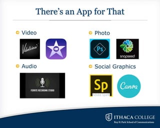 There’s an App for That
Video
Audio
Photo
Social Graphics
 