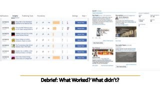 Debrief: What Worked? What didn’t?
 