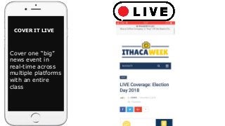 COVER IT LIVE
Cover one “big”
news event in
real-time across
multiple platforms
with an entire
class
 