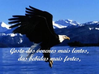 Gosto dos venenos mais lentos,Gosto dos venenos mais lentos,
das bebidas mais fortes,das bebidas mais fortes,
 