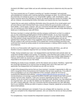 Service complaint response letter Ombudsman services case 958100 | PDF