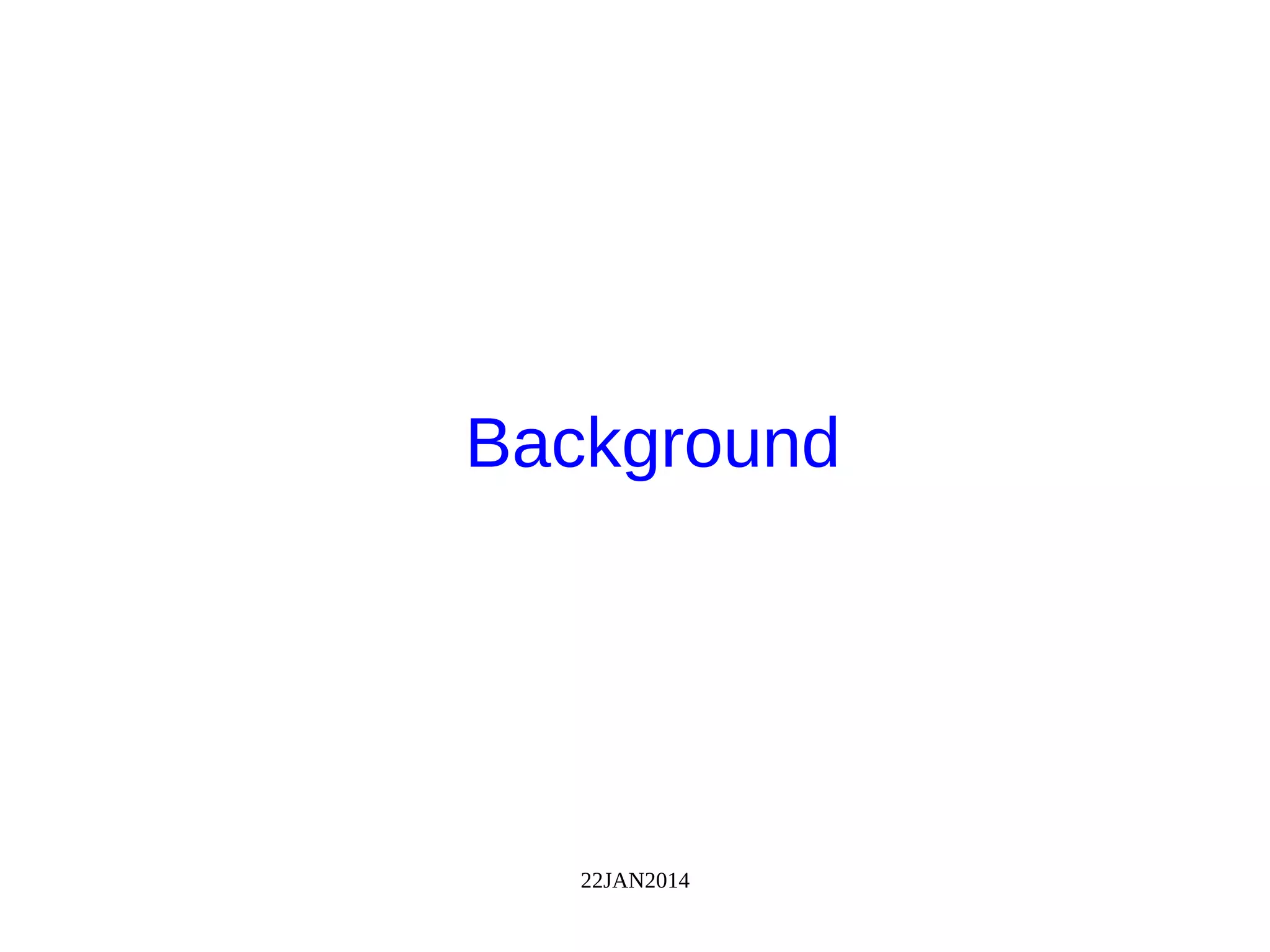 22JAN2014
Background
 