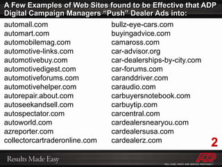  Retargeting Campaigns to display your     digital ads to your site’s visitors  