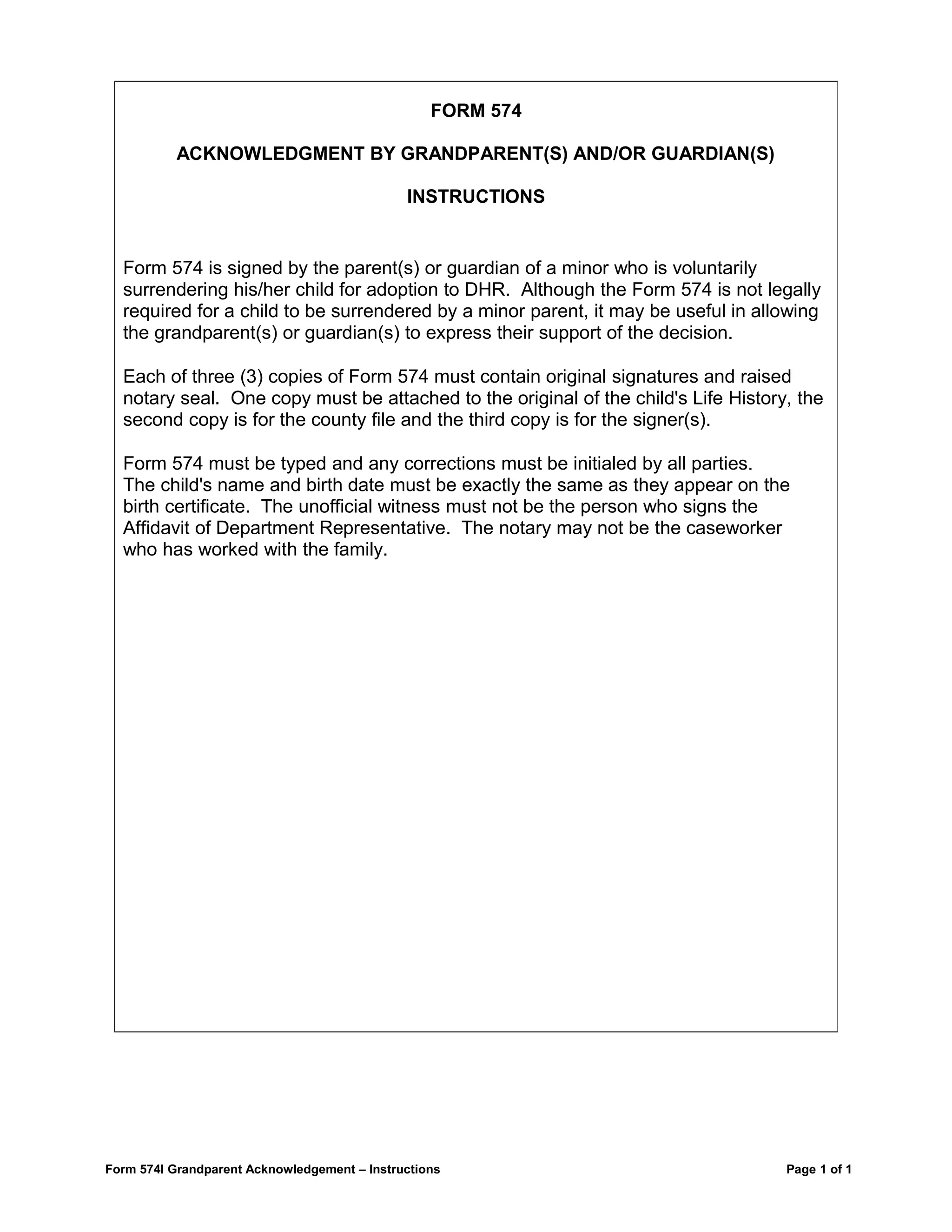 Adp 574 grandparent acknowledgement instructions | DOC