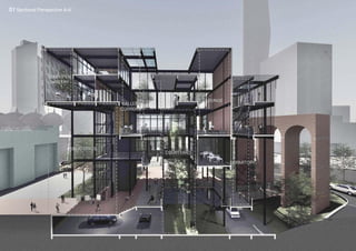 01 Sectional Perspective A-A’
SEMI OPEN
GALLERY
LOUNGE
GALLERY
CORRIDOR
WALKWAY
PUBLIC SPACE
COURTYARD
DORMITORY
 