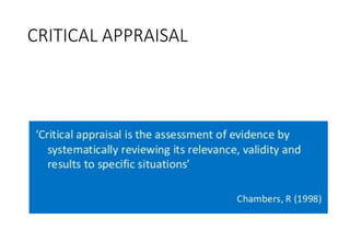 CRITICAL APPRAISAL
 