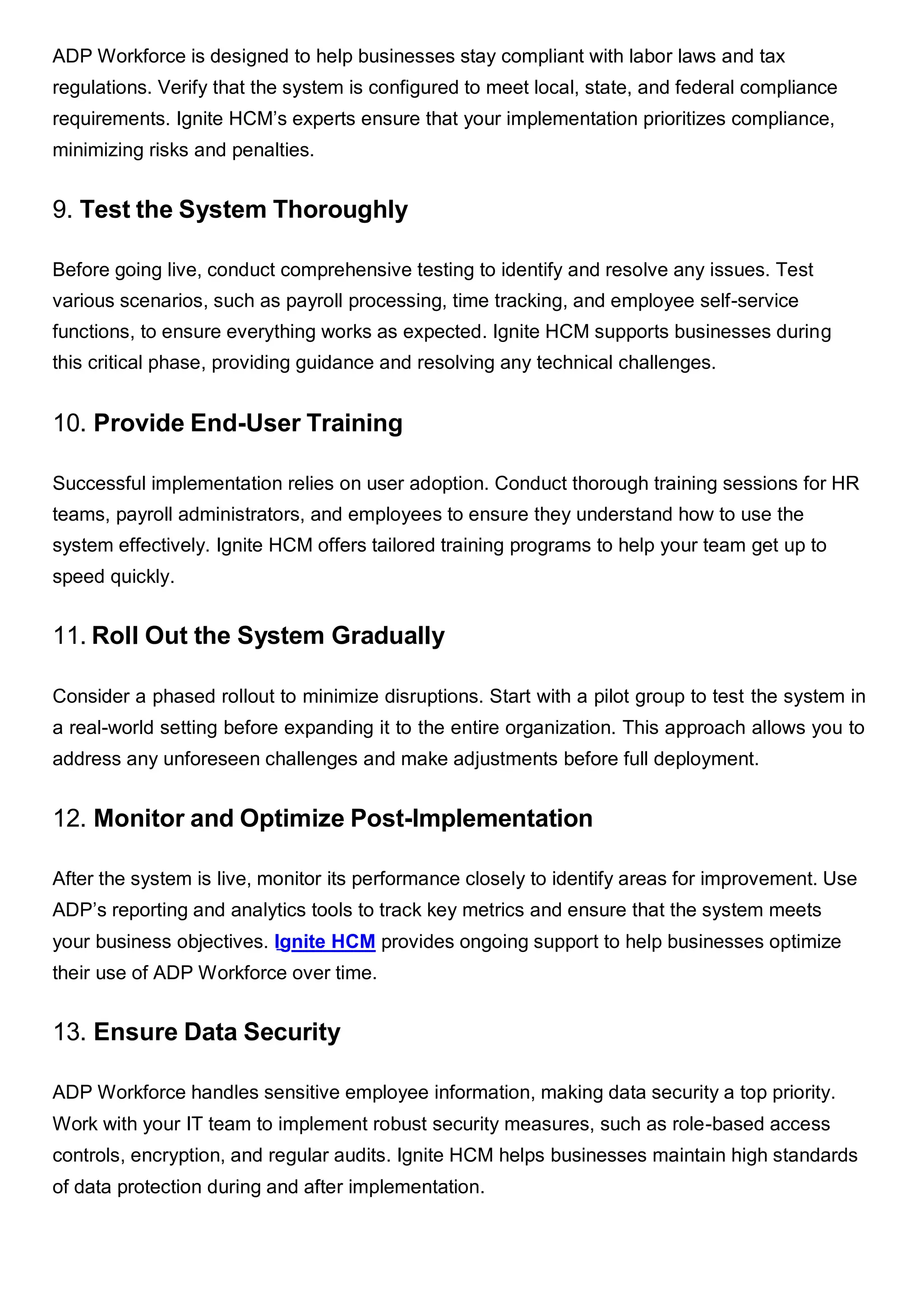 The Ultimate Checklist for ADP Workforce Implementation | PDF