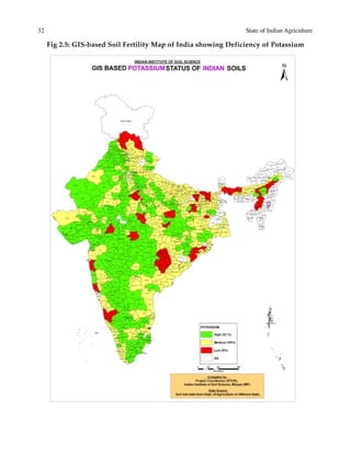 32 State of Indian Agriculture
Fig 2.5: GIS-based Soil Fertility Map of India showing Deficiency of Potassium
 