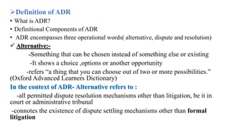 ADR. Part one Definition and Basic features | PDF