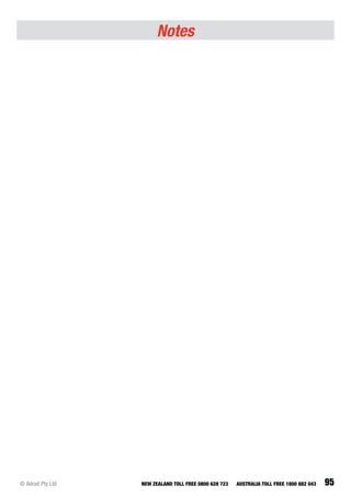 95© Adrad Pty Ltd NEW ZEALAND TOLL FREE 0800 628 723 AUSTRALIA TOLL FREE 1800 882 043
Notes
 