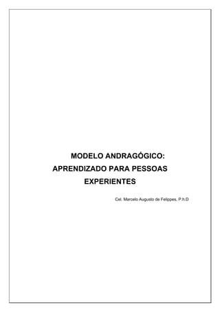 MODELO ANDRAGÓGICO:
APRENDIZADO PARA PESSOAS
EXPERIENTES
Cel. Marcelo Augusto de Felippes, P.h.D
 