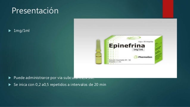 Resultado de imagen para epinefrina presentacion