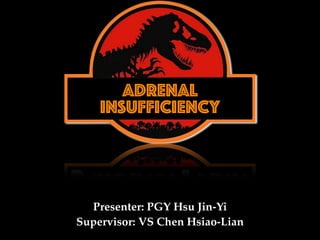 Adrenal
insufficiency
Presenter: PGY Hsu Jin-Yi
Supervisor: VS Chen Hsiao-Lian
 