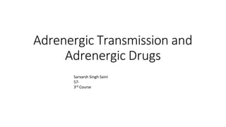 Adrenergic Transmission and
Adrenergic Drugs
Sarvarsh Singh Saini
57-
3rd Course
 