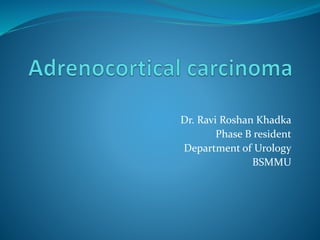 Dr. Ravi Roshan Khadka
Phase B resident
Department of Urology
BSMMU
 