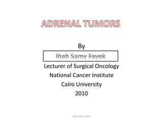 By
Ihab Samy Fayek
Lecturer of Surgical Oncology
National Cancer Institute
Cairo University
2010
Ihab Samy 2010
 