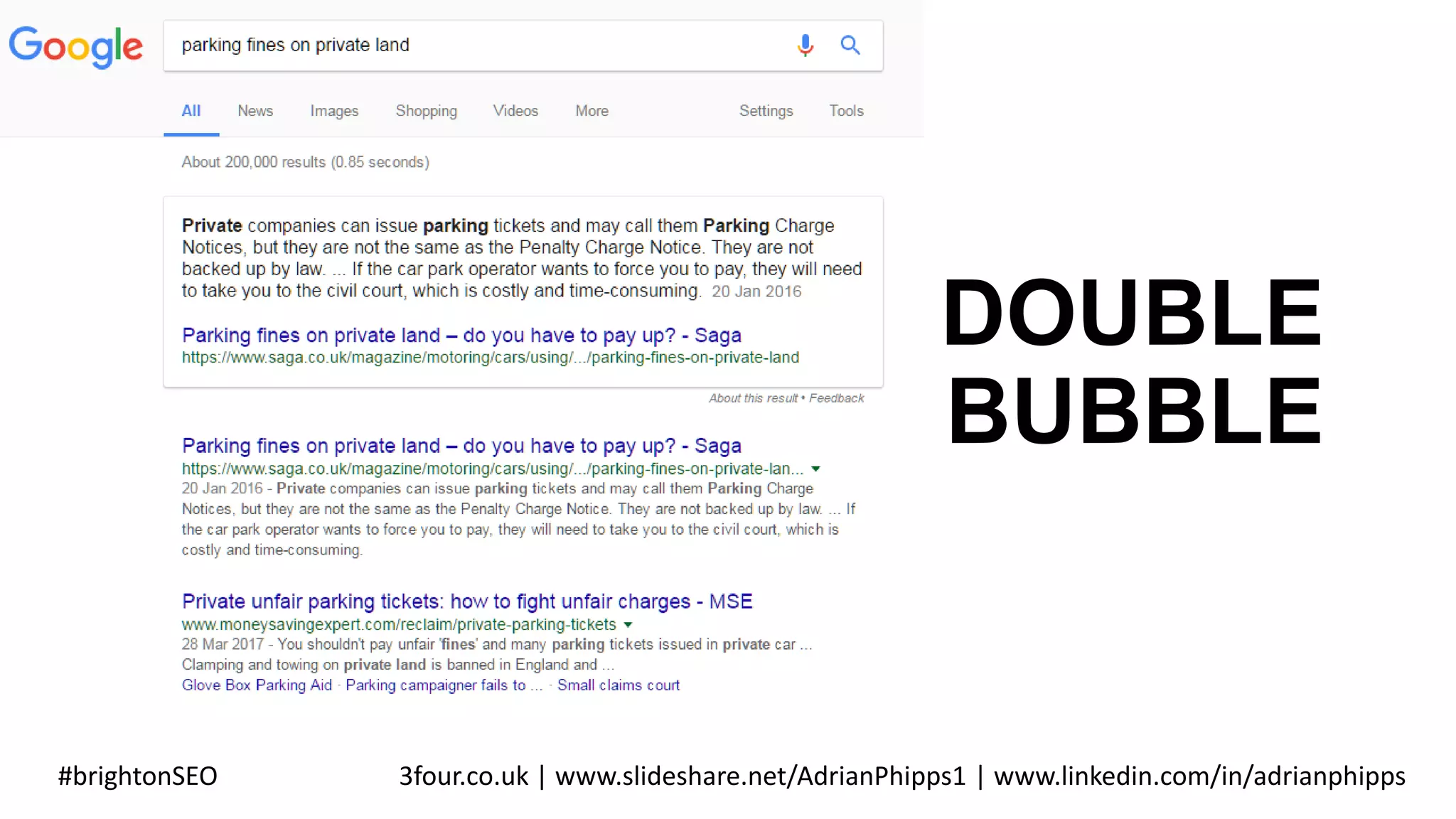 #brightonSEO 3four.co.uk | www.slideshare.net/AdrianPhipps1 | www.linkedin.com/in/adrianphipps
DOUBLE
BUBBLE
 