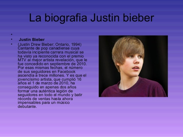 Biografia De Justin Bieber En Ingles