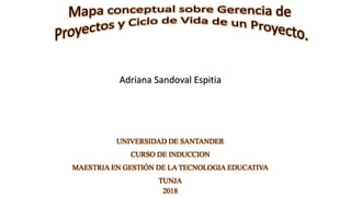 Adriana Sandoval Espitia
UNIVERSIDAD DE SANTANDER
CURSO DE INDUCCION
MAESTRIA EN GESTIÓN DE LA TECNOLOGIA EDUCATIVA
TUNJA
2018
 