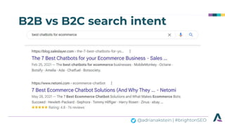@adrianakstein | #brightonSEO
B2B vs B2C search intent
 