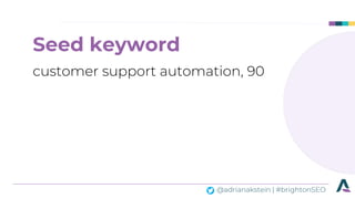 @adrianakstein | #brightonSEO
Seed keyword
customer support automation, 90
 