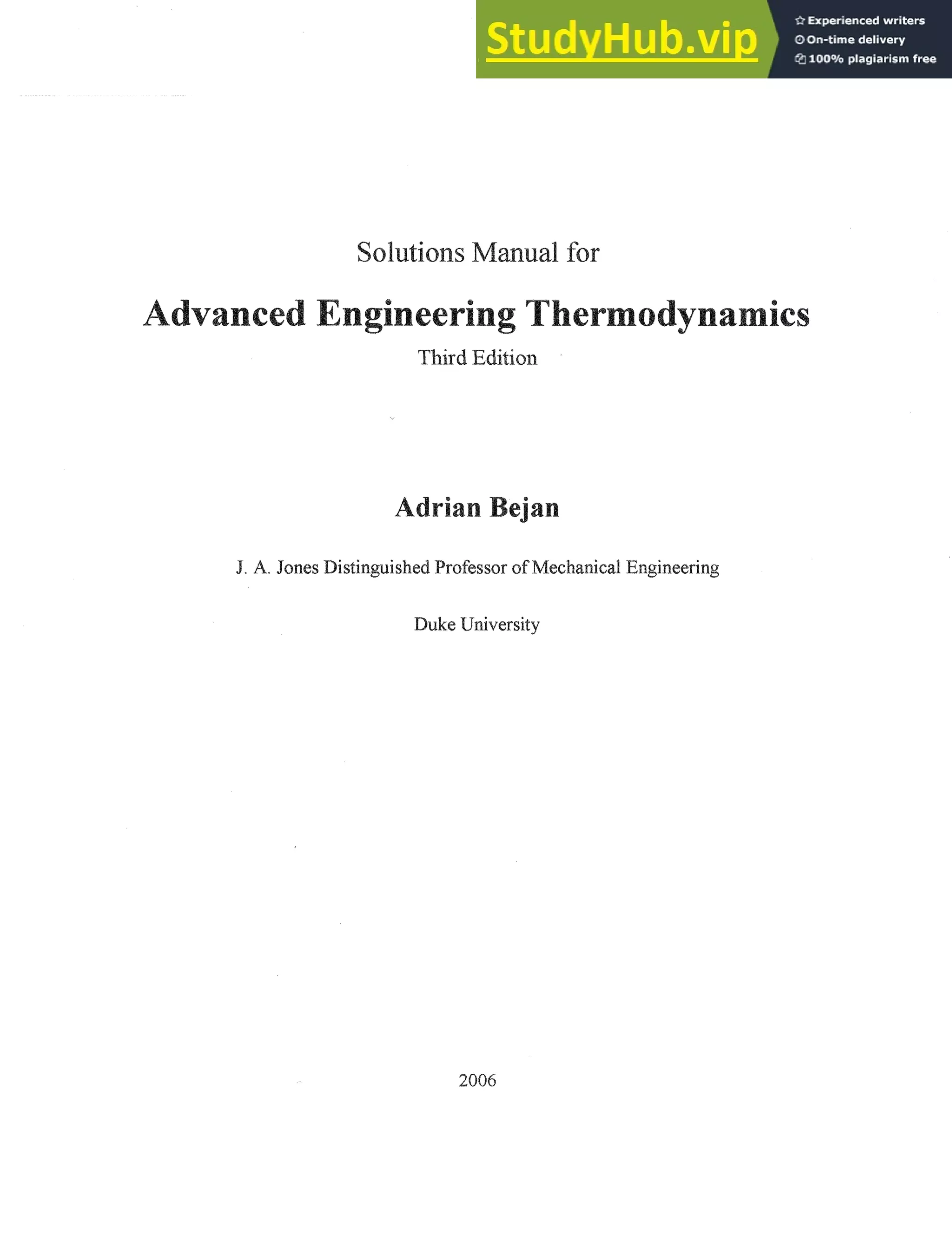 Adrian Bejan Advanced Engineering Thermodynamics 3Rd Edition Solution ...