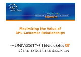 Maximizing the Value of
3PL-Customer Relationships
 
