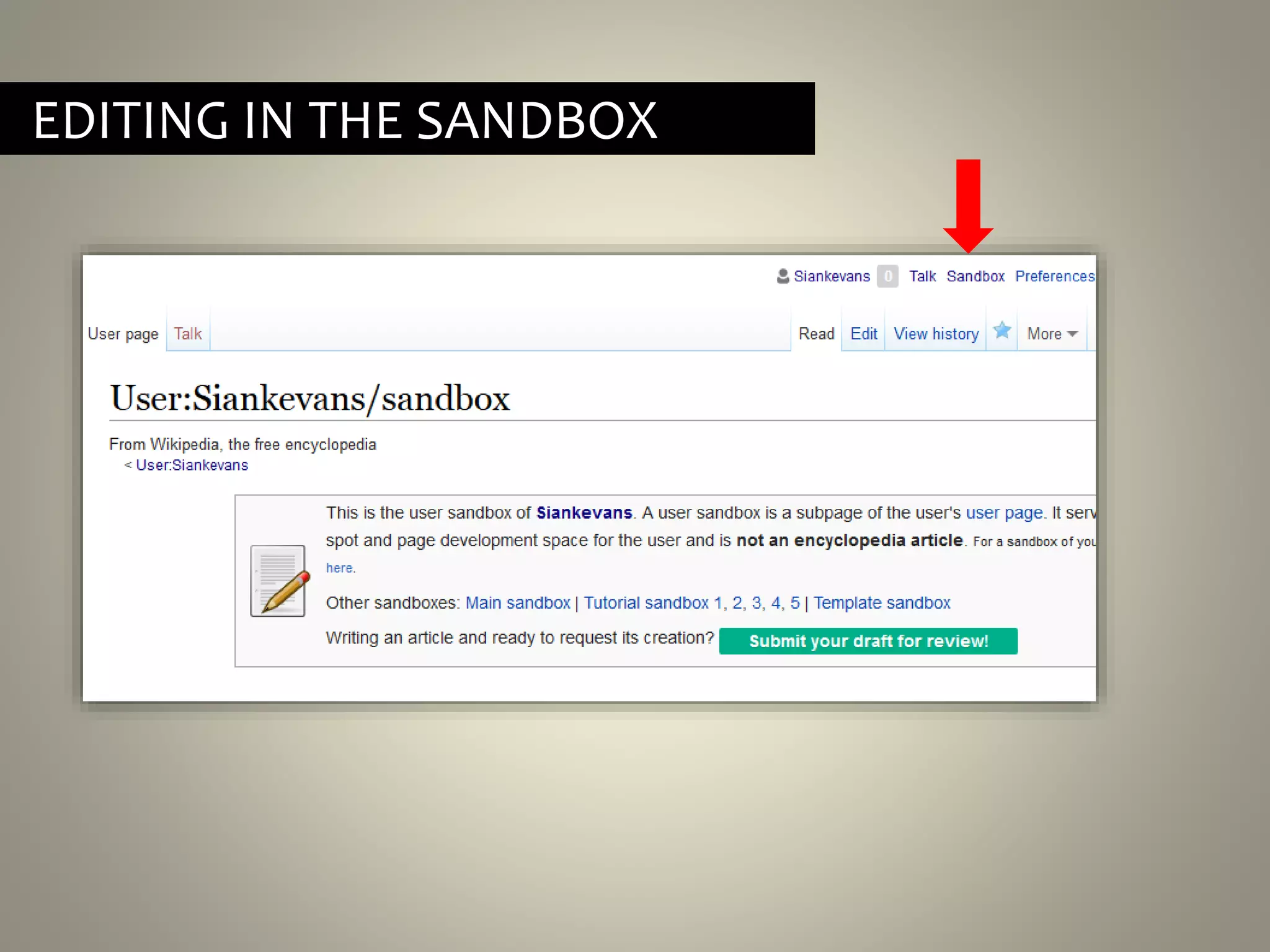 EDITING IN THE SANDBOX
 