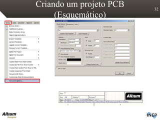 Criando um projeto PCB
(Esquemático)
32
 