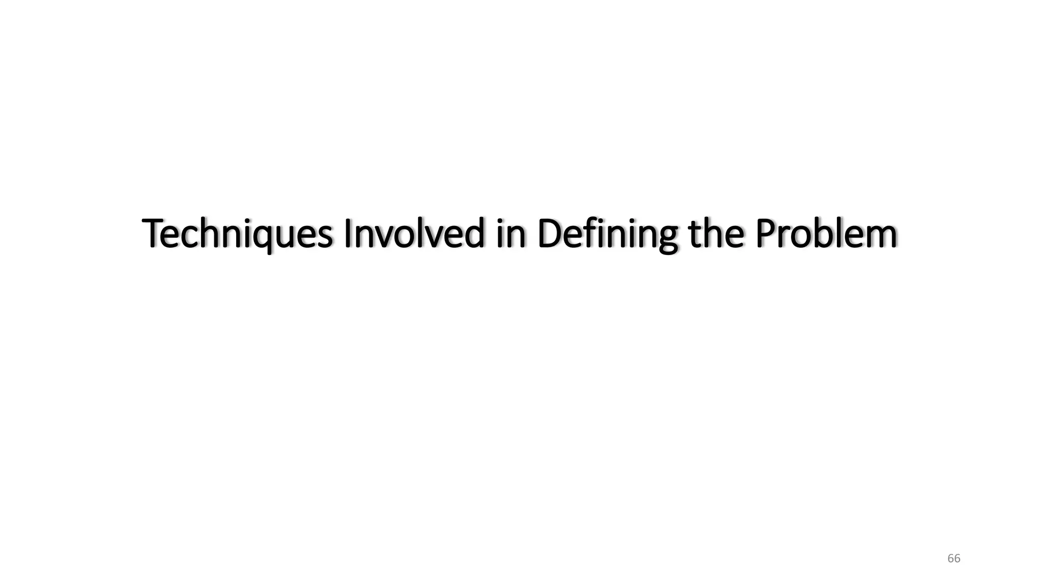 Techniques Involved in Defining the Problem
66
 