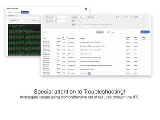 Special attention to Troubleshooting!
Investigate issues using comprehensive set of features through the IPS.
 