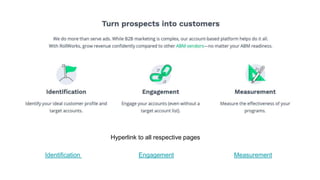 Identification Engagement Measurement
Hyperlink to all respective pages
 