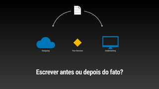 Your DecisionDesigning Implementing
Escrever antes ou depois do fato?
 