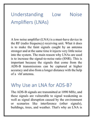 ADS-B LNA: Boost Reception & Maximize Flight Tracking | PDF